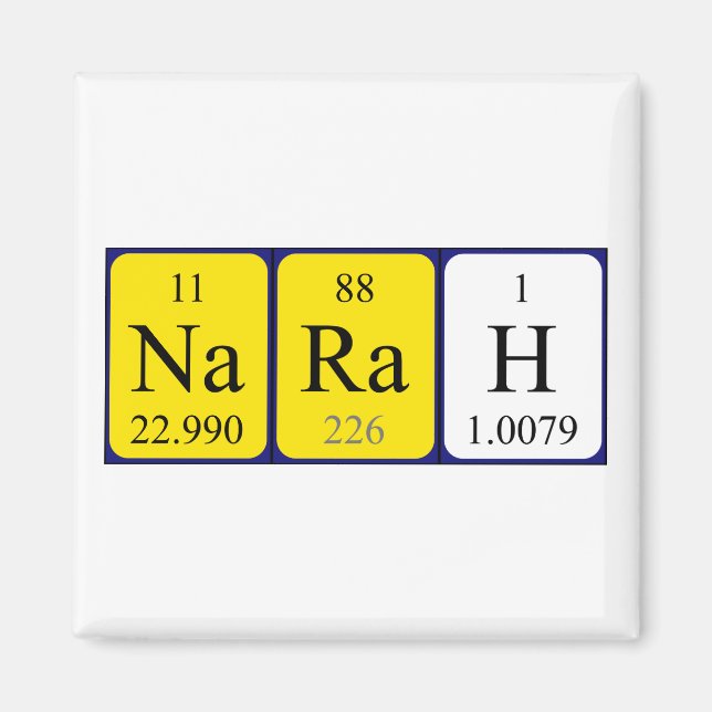 Narah periodic table name magnet (Front)