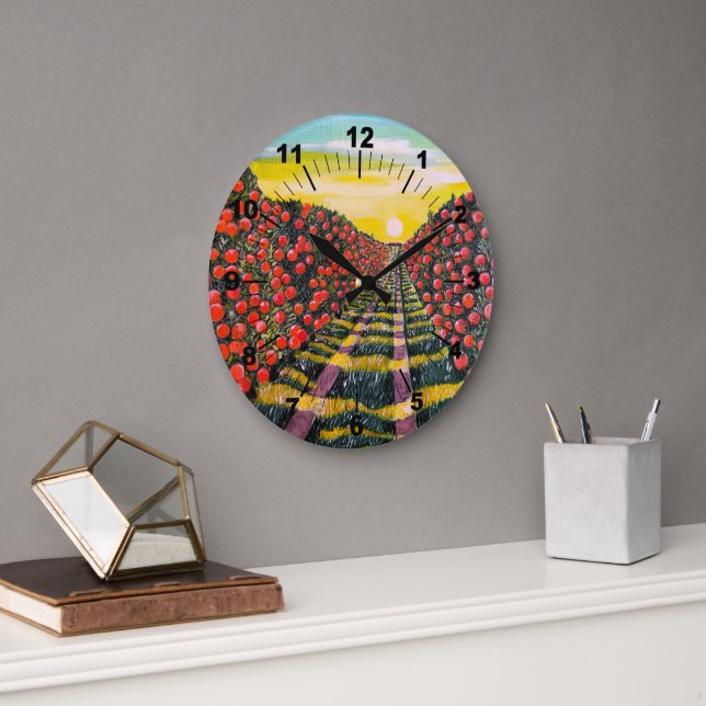 Naranjas de Valencia Painting by Alfred Fox Large Clock (Office)