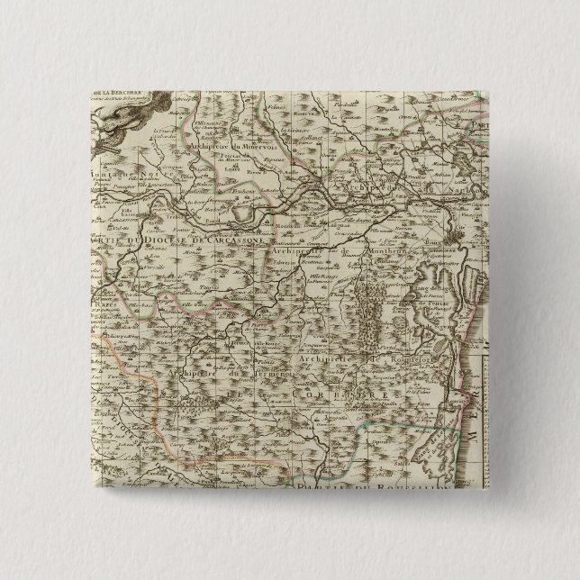 Narbonne France 2 Inch Square Button (Front)