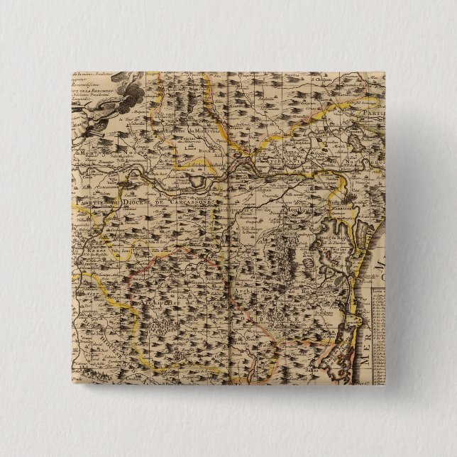 Narbonne France 2 Inch Square Button (Front)