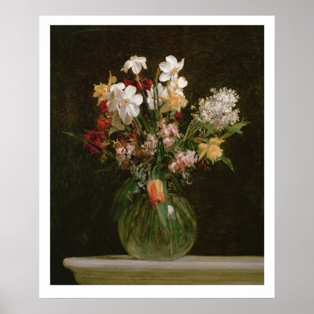 Narcisses Blancs, Jacinthes et Tulipes, 1864 Poster (Front)