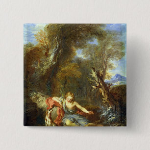 Narcissus, 1728 2 inch square button