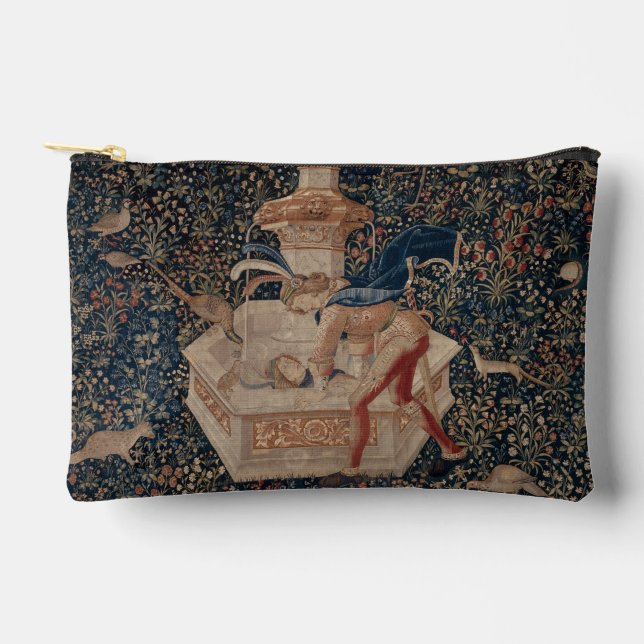 Narcissus at the Well, Medieval Tapestry Accessory Pouch (Front)