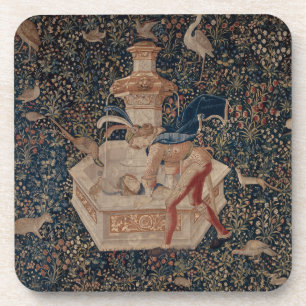 Narcissus at the Well, Medieval Tapestry Coaster