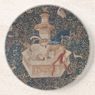 Narcissus at the Well, Medieval Tapestry Coaster