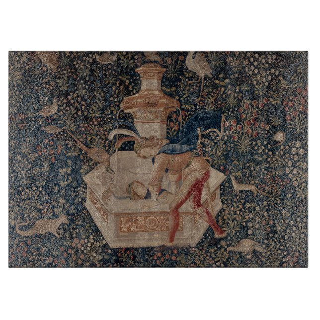 Narcissus at the Well, Medieval Tapestry Cutting Board (Front)