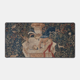 Narcissus at the Well, Medieval Tapestry Desk Mat