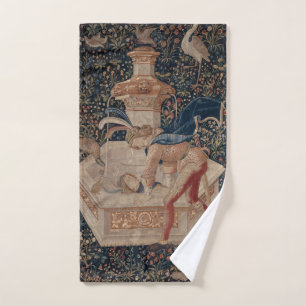 Narcissus at the Well, Medieval Tapestry Hand Towel