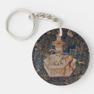 Narcissus at the Well, Medieval Tapestry Keychain