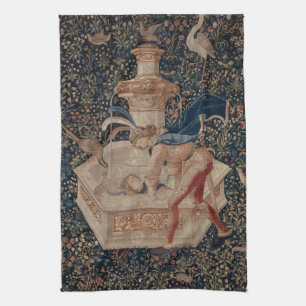 Narcissus at the Well, Medieval Tapestry Kitchen Towel