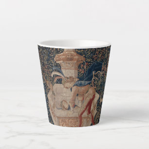 Narcissus at the Well, Medieval Tapestry Latte Mug