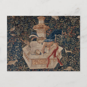 Narcissus at the Well, Medieval Tapestry Postcard