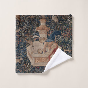 Narcissus at the Well, Medieval Tapestry Wash Cloth