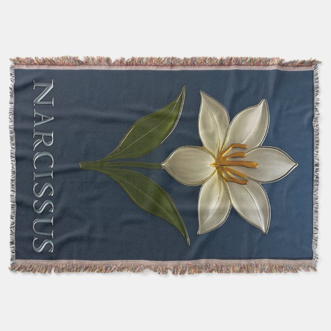 Narcissus Blume - Modern botanical art Throw Blanket (Front)