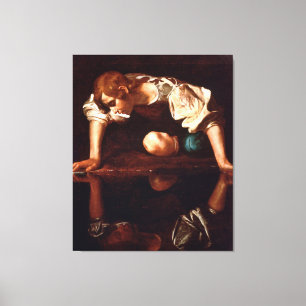 Narcissus by Caravaggio (1599) Canvas Print