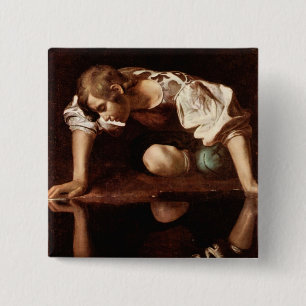 Narcissus by Caravaggio 2 Inch Square Button