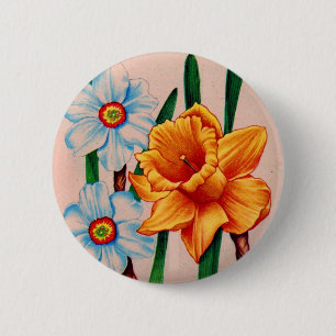 narcissus flowers 2 inch round button