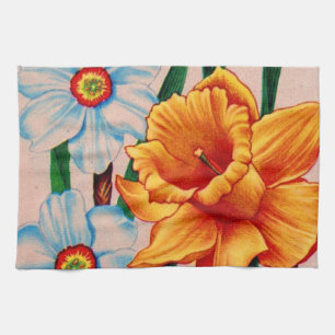 narcissus flowers kitchen towel