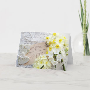 narcissus, hearts with script bridal shower invite