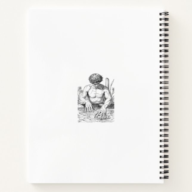 Narcissus Myth Minimalist Line Art Notebook (Back)