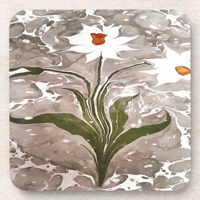 Narcissus On Marble Coaster (Front)