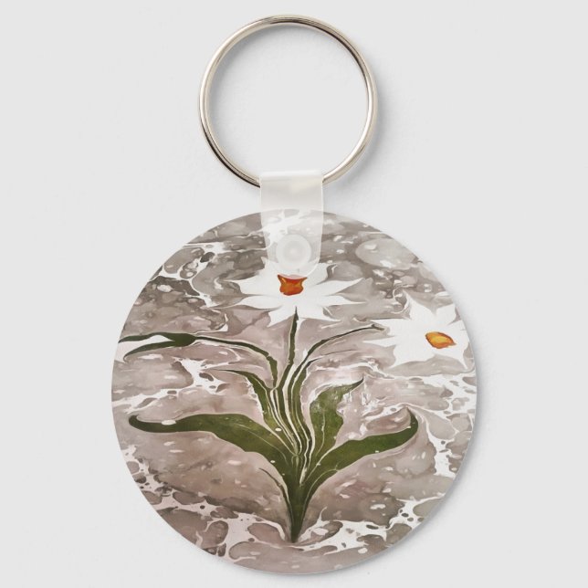 Narcissus On Marble Keychain (Front)