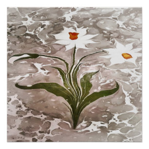Narcissus On Marble Poster
