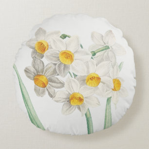 Narcissus, Pierre-Joseph Redouté, 1805 Round Pillow