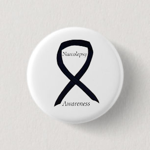 Narcolepsy Awareness Black Ribbon Custom Art Pin