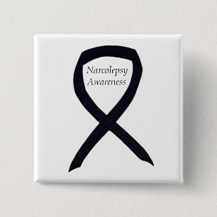 Narcolepsy Awareness Black Ribbon Custom Art Pin