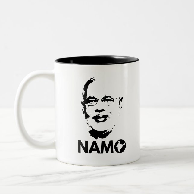 Narendra Modi Face Namo Again 2019 India BJP T-shi Two-Tone Coffee Mug (Left)