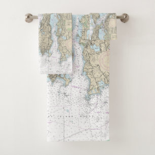 Narragansett Bay Nautical Chart 13221 Bath Towel Set