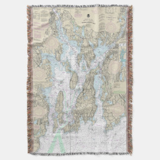 Narragansett Bay Nautical Chart 13221 Throw Blanket