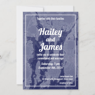 Narragansett Bay Newport Vintage Map Wedding Invit Invitation