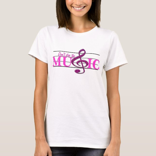 N'arrêtez pas le T-shirt de dames d'accent de rose (Devant)