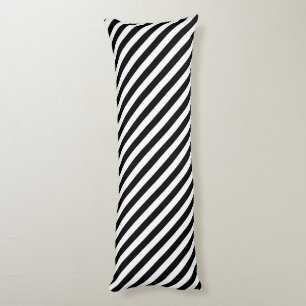 Narrow Black and White Stripes Pattern Body Pillow