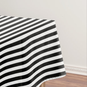 Narrow Black and White Stripes Pattern Tablecloth