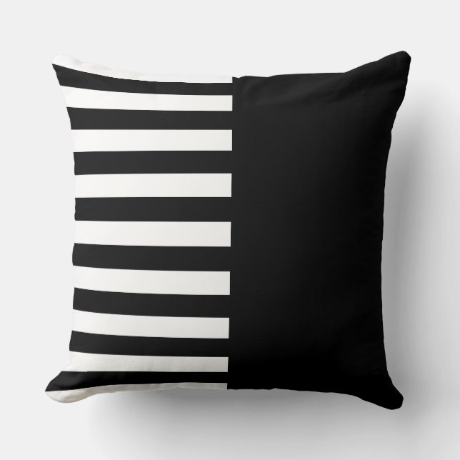 Narrow Black and White Stripes Pattern Throw Pillo Pillow (Front)