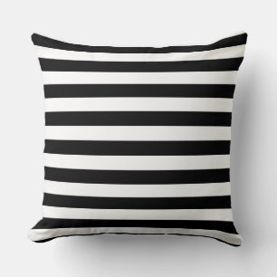 Narrow Black and White Stripes Pattern Throw Pillow