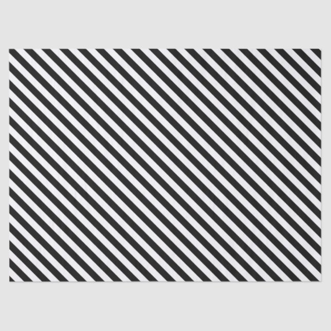 Narrow Black and White Stripes Pattern Tissue Paper (Front)
