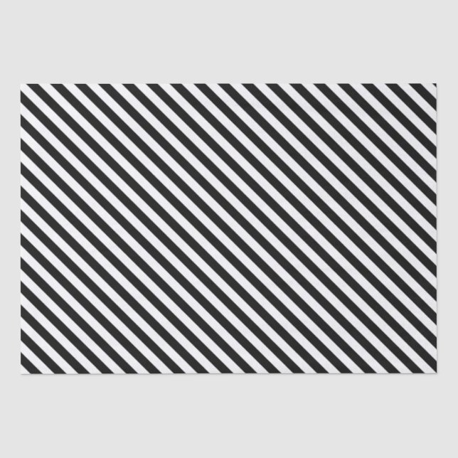 Narrow Black and White Stripes Pattern Tissue Paper (Front)