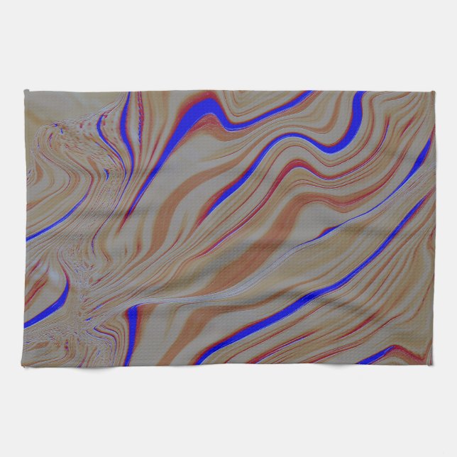 Narrow blue ripples between layers of cement burnt kitchen towel (Horizontal)
