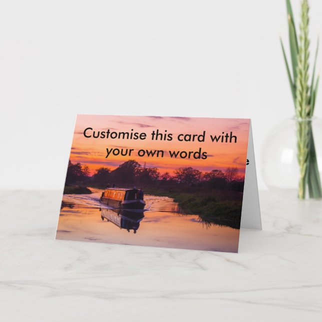 Narrow boat at Sunset Card (Front)