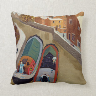 Narrow Boats Throw Pillow
