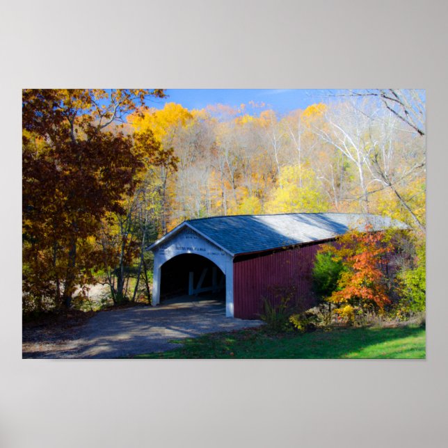 Narrow Covered Bridge Parke County, Indiana Poster (Front)