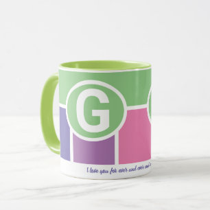 Narrow Feminine Stripes with Monogram Coffee Mug