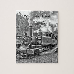 Narrow Gauge Steam Train Black and White Jigsaw Puzzle