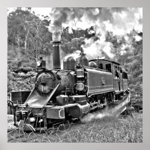 Narrow Gauge Steam Train Puffing Engine Poster