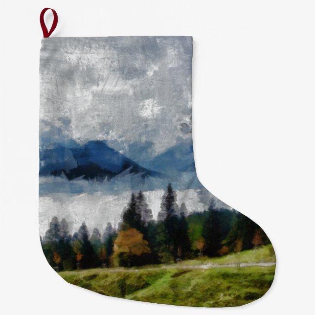 Narrow path on a hill large christmas stocking (Front)