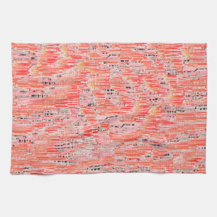 Narrow salmon and peach mosaic effect kitchen towel